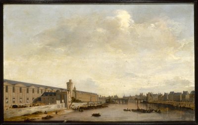 Grande Galerie du Louvre, jossa on Porte Neuve ja Tour de Bois, noin 1640 (öljy puulle). tekijältä Abraham de Verwer