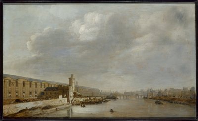 Louvren Grande Galerie, Porte Neuve ja Tour du Bois, noin 1640 (öljy puulle). tekijältä Abraham de Verwer