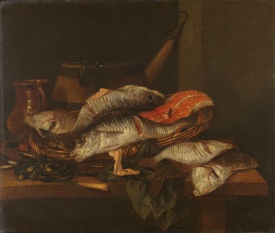 Asetelma kalan kanssa tekijältä Abraham van Beyeren