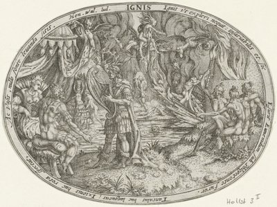 Orpheus alamaailmassa: Tulen elementti Ignis (otsikko esineessä) The Four Elements (sarjan nimi) tekijältä Abraham van den Hecken