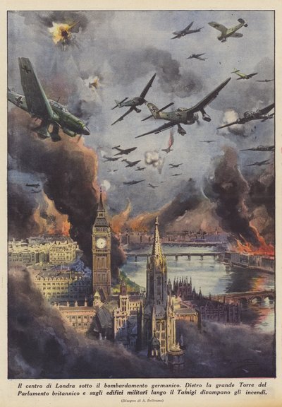 Lontoon keskusta germaanien pommitusten alla (Colour Litho) tekijältä Achille Beltrame