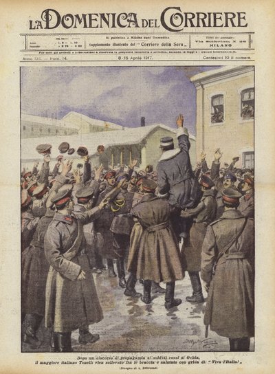Propagandapuheen jälkeen Ochtan venäläisille sotilaille italialainen majuri Tonelli on tulossa? tekijältä Achille Beltrame