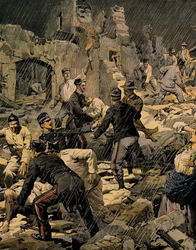 Maanjäristys Calabriassa, Achille Beltrame (1871-1945), La Domenica del Corriere tekijältä Achille Beltrame