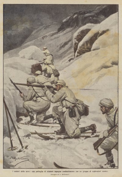 Snow Soldiers, hiihtäjäpartio taistelee vihollisen tiedustelijaryhmän kanssa tekijältä Achille Beltrame