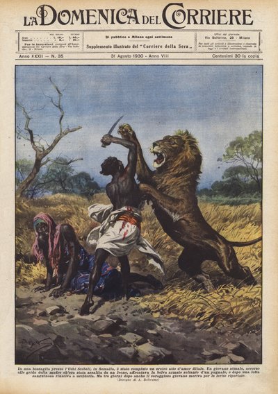 Lapsellisen rakkauden sankarillinen teko suoritettiin pensaassa lähellä Uebi Shebeliä Somaliassa tekijältä Achille Beltrame