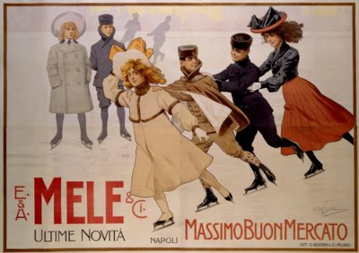 Jugendliche Eisläufer / Plakat 1902 tekijältä Achille Beltrame