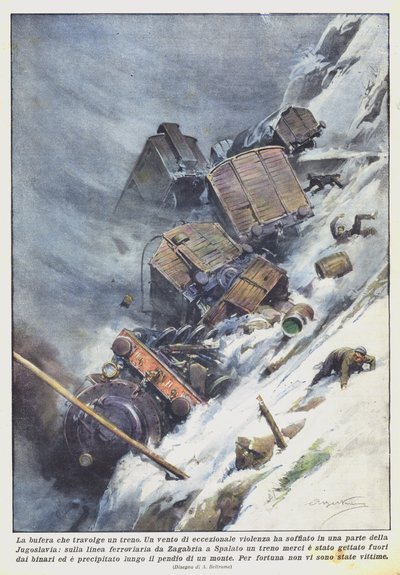 Myrsky, joka nielaisee junan tekijältä Achille Beltrame