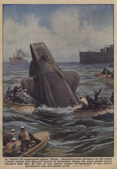 Englannin sukellusveneen Thetis tragedia tekijältä Achille Beltrame