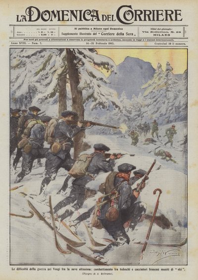 Vogeesien sodan vaikeudet erittäin korkeassa lumessa, taistelut saksalaisten välillä? tekijältä Achille Beltrame