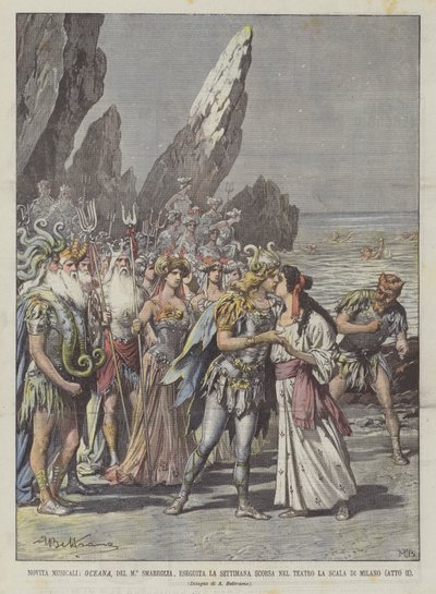 Novita Musicali, Oceana, Del M° Smareglia, esitettiin viime viikolla La Scala Di Milanossa (II näytös) tekijältä Achille Beltrame