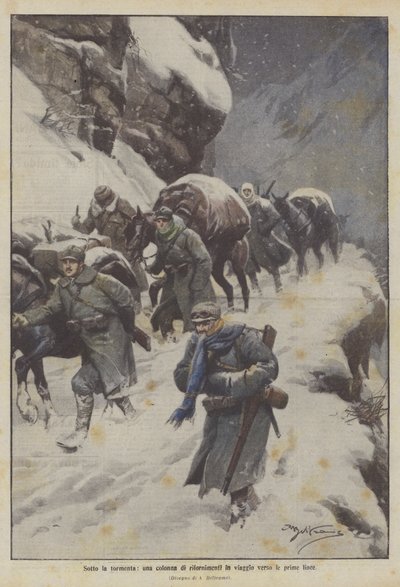 Myrskyn alla varustekolari matkalla etulinjoihin tekijältä Achille Beltrame