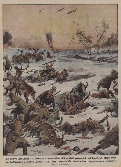 Sota arktisella alueella (väri litho) tekijältä Achille Beltrame