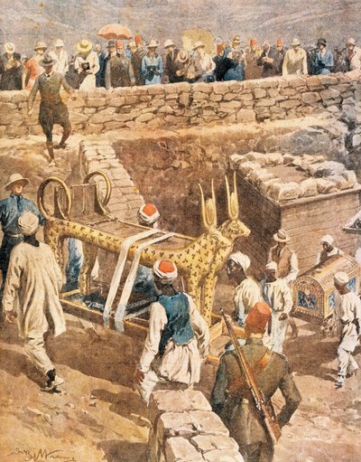 Achille Beltramen (1871-1945) Tutankhamonin haudan löytäminen, kuva tekijältä Achille Beltrame