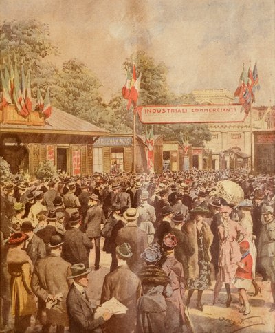 Messut Milanossa, Achille Beltrame, kuvitus, kuvittaja Achille Beltrame (1871-1945), La Domenica del Corriere, 24. huhtikuuta 1921 tekijältä Achille Beltrame