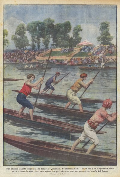 Naisten omituinen regatta Saksassa tekijältä Achille Beltrame