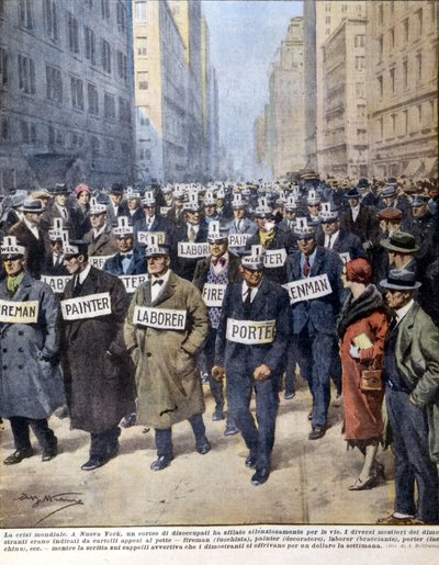 Työttömät New Yorkissa - "Curier Sunday" -lehdessä tekijältä Achille Beltrame