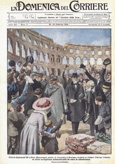 Vittorio Emanuele III Pulassa tekijältä Achille Beltrame