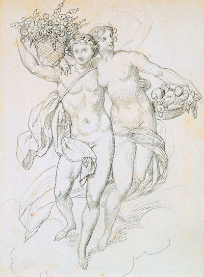 Psyche ja Cupid, c1820-1857 tekijältä Achille Devéria