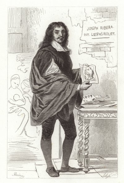 Jusepe de Ribera, espanjalainen taidemaalari tunnetaan myös nimillä Jose de Ribera, Giuseppe Ribera ja Joseph Ribera tekijältä Achille Devéria