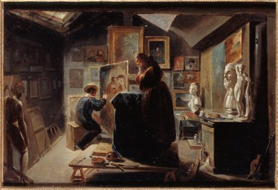 Mallin poseeraus, noin 1838 (öljy paperille ja kankaalle). tekijältä Achille Devéria