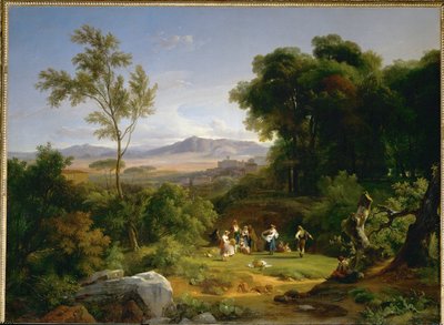 Paysage inspire par la vue de Frascati - maisema inspiroi näkymä Frascati ... tekijältä Achille Etna Michallon