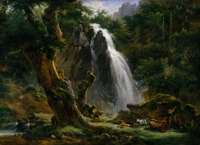 Vesiputous Mont-Doressa, 1818. tekijältä Achille Etna Michallon