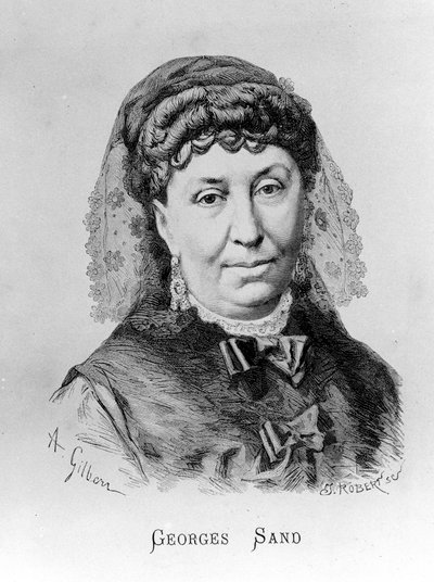 A. Gilbernin muotokuva George Sandista (Aurore Dupin, Baronne Dudevant) (1804-1876) tekijältä Achille Isidore Gilbert