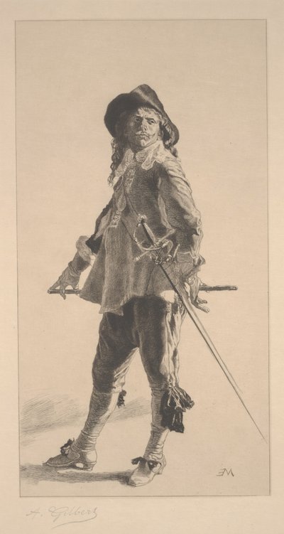 Kaksintaistelija, Jean ?Louis ?Ernest Meissonierin painatus tekijältä Achille Isidore Gilbert