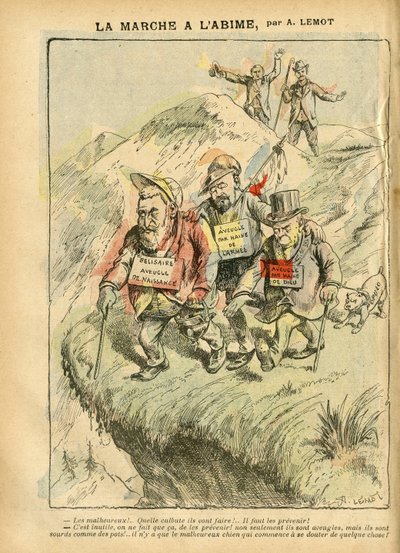 Kuvitus: Achille Lemot (1846-1909) Le Pelerinissä, 08.09.07 - La marche à l