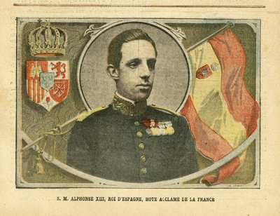 Kuva Achille Lemotista (1846-1909) Le Pelerinissä, 6.4.2005 - Hänen Majesteettinsa Alfonso XIII, Espanjan kuningas, Ranskan kuuma ylistys - Espanja, Monarkia, liput, ulkomaan kuningas - Alfonso XIII tekijältä Achille Lemot