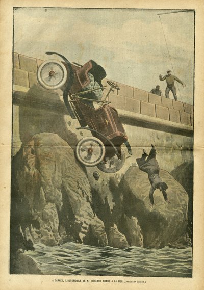 Kuva Achille Lemotista (1846-1909) Le Pelerinissä, 5.5.2007 - Cannesissa Liegardin auto putoaa mereen - Sekalaista faktaa, autot, merenkulku, merenranta, onnettomuudet, katastrofit tekijältä Achille Lemot