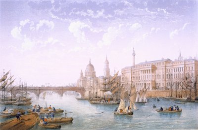 Custom House ja London Bridge, 1862. tekijältä Achille Louis Martinet