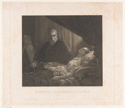 Il Tintoretto esittää tytärtään kuolinvuoteella Le Tintoret au lit de mort de sa fille (otsikko esineessä) tekijältä Achille Louis Martinet