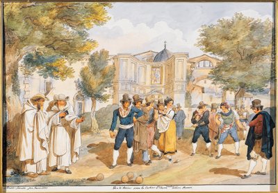 Pelaa boccea Santa Maria degli Angelissa Roomassa, Achille Pinelli (1809-1841), Italia tekijältä Achille Pinelli