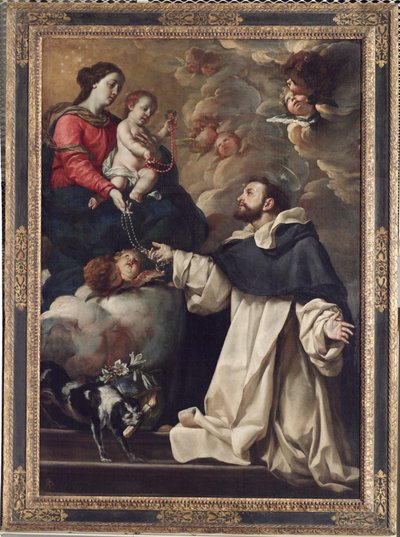 Neitsyt esittelee rukouksen pyhille Dominic, n. 1679 - 88 (öljy kankaalle) tekijältä Acsilso Antonio de Palomino