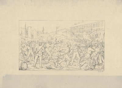 Taistelu Baltimoressa, 19. huhtikuuta 1861 Confederate War Etchingsistä, 1861-63. tekijältä Adalbert John Volck