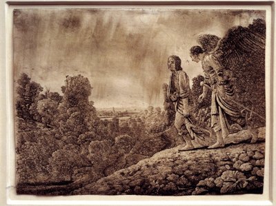 Tobie ja enkeli. Vahvaa vettä kuparilla, Hercules Seghers (1590-1638) tekijältä Adam (after) Elsheimer