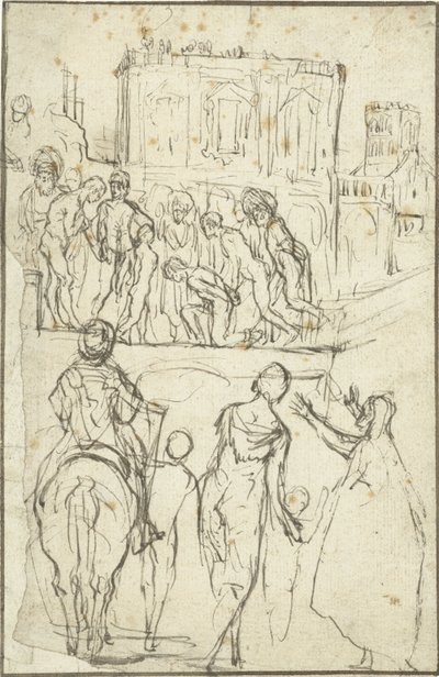 Saksa: Josephus wird von Nicanor vor Kaiser Vespasianus geführt Josephusta johtaa Nicanor ennen keisari Vespasianusta. tekijältä Adam Elsheimer
