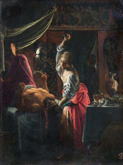 Judith Slaying Holofernes, n. 1601-03 (öljy kuparille) tekijältä Adam Elsheimer