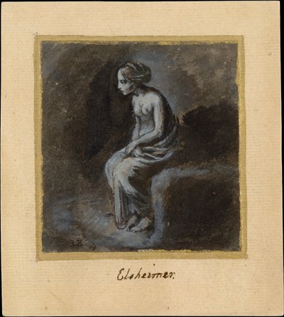 Istuva nuori nainen tekijältä Adam Elsheimer
