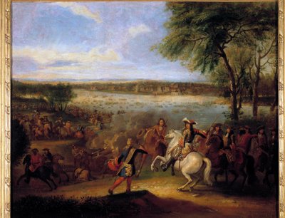 Ludvig XIV:n (1638-1715) Reinin kulku ennen Tolhuisia 12.7.1672 Adam Frans Van der Meulenin (1632-1690) maalaus Sun. 0,6x0,7 m tekijältä Adam Frans van der Meulen