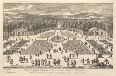 Richelieun näkymä Grand Parterreen ja puolikuuhun, 1600-luku. tekijältä Adam Perelle