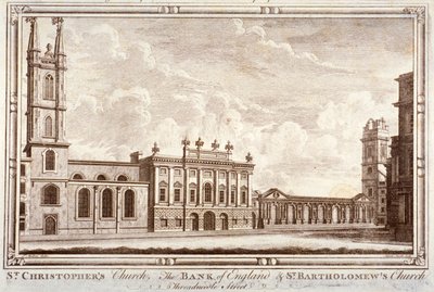 Bank of England, St Christopher-le-Stocks ja St Bartholomew-by-the-Exchange, Lontoo, c1775 tekijältä Adam Smith