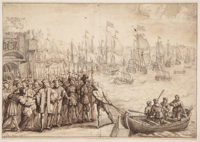 Christian II lähtee Kööpenhaminasta vuonna 1523 tekijältä Adam Willaerts