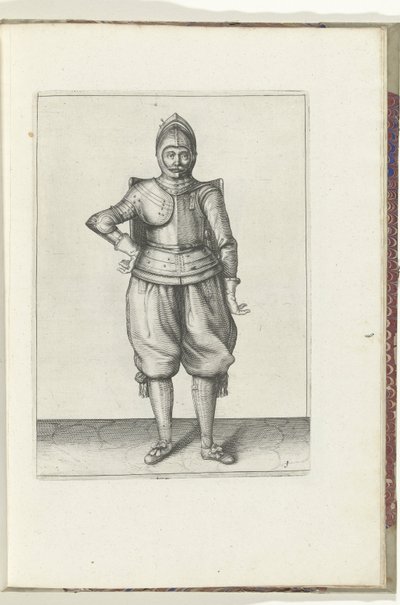 Pora, jossa on tähti ja tarttuja: sotilas levossa, tähti selässä (nro 1), 1618 Nassausche Wapen-Handelinge, van Schilt, Vakoilijat, Rappier ja Targe : beyde figuerlick kuvattu ja kehystetty [of] (...) Maurits van Nassa tekijältä Adam van Breen