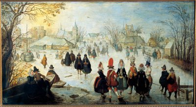 Les skaters Adam Van Breenin (1599-1665) maalaus 1600-luvun aurinko. 0,35x0,65 m tekijältä Adam van Breen