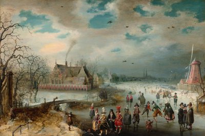 Luistelu Frozen Amstel -joella, 1611. tekijältä Adam van Breen