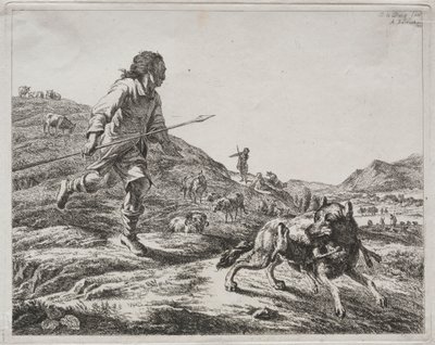 Paimen jahtaa susia, 1803. tekijältä Adam von Bartsch