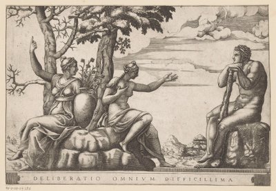 Hercules op de tweesprong Vaikein päätös kaikista (titteli objektiin) tekijältä Adamo Scultori