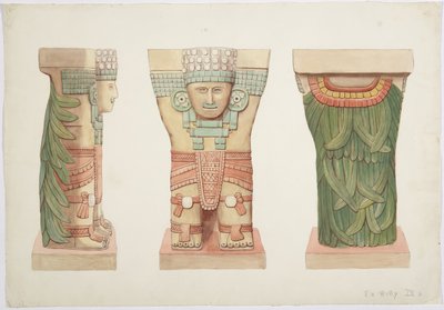 Caryatid IX, näyttää edestä, sivulta ja takaa (akvarelli) tekijältä Adela Breton